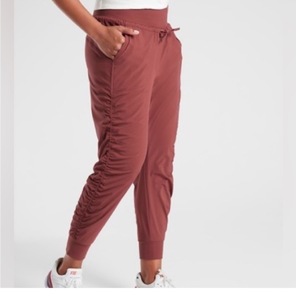 Athleta Rust Red Ruched Track Joggers - Picture 13 of 15